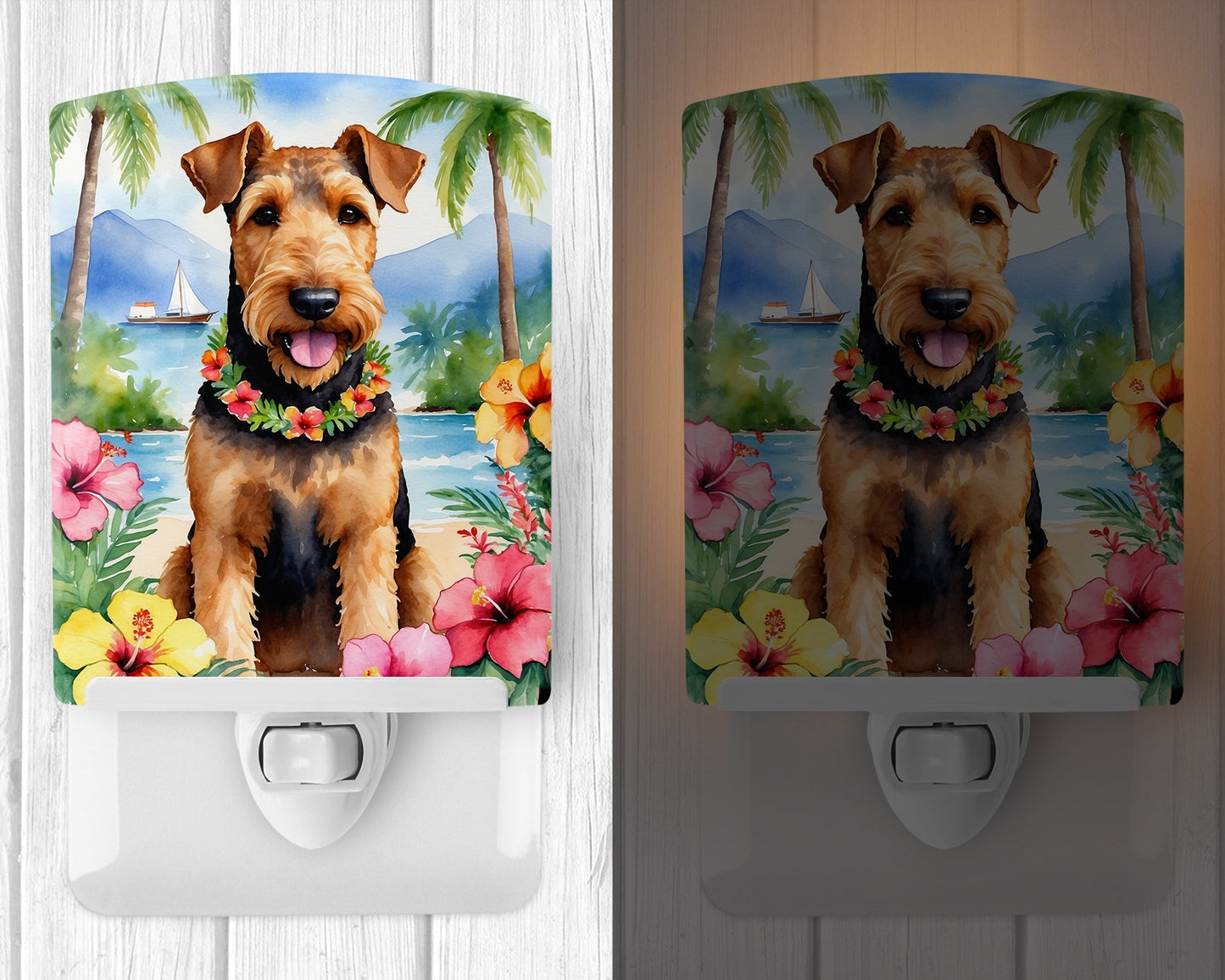 Airedale Terrier Luau Ceramic Night Light - One Color / One Size - Home & Garden - Home Improvement - Lights & Lighting