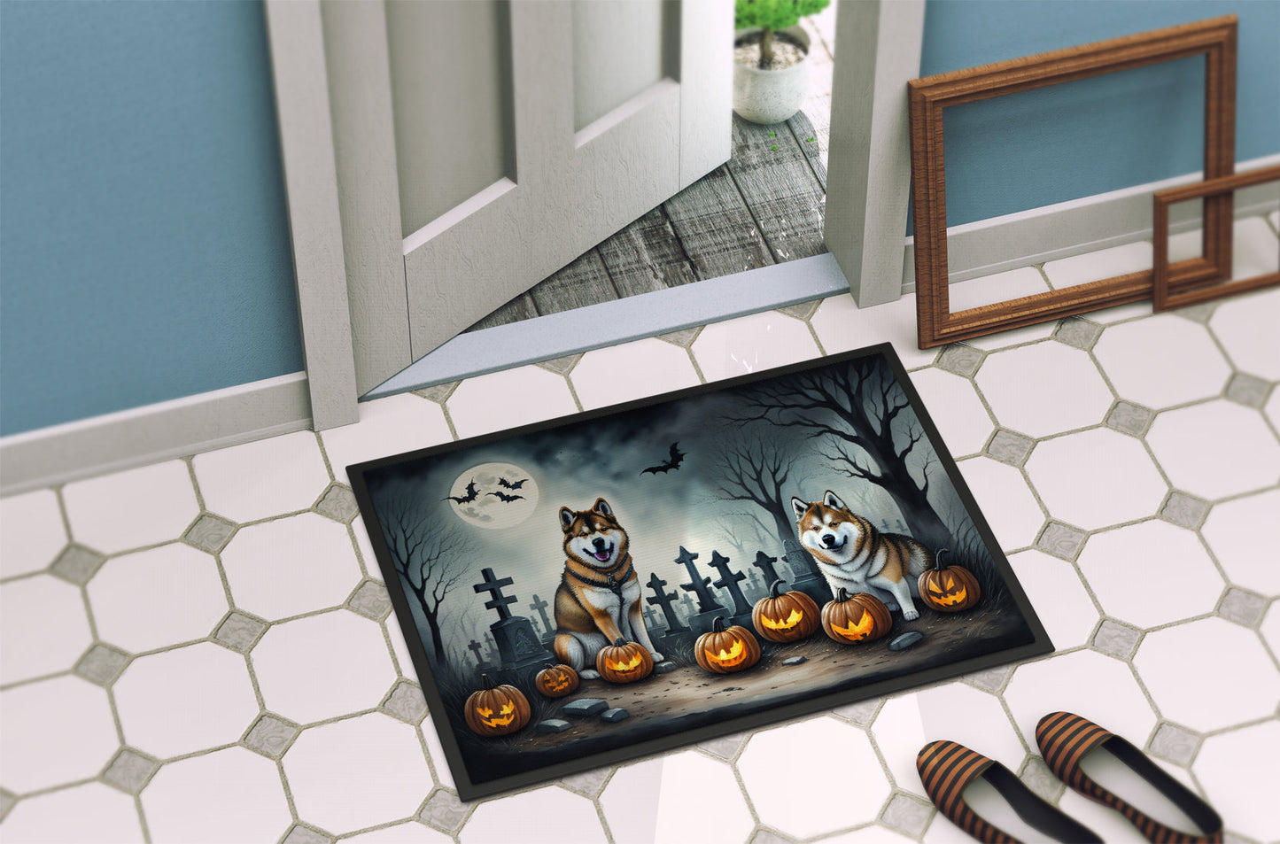 Akita Spooky Halloween Doormat - One Color / One Size - Home & Garden - Home Textile - Carpets & Rugs