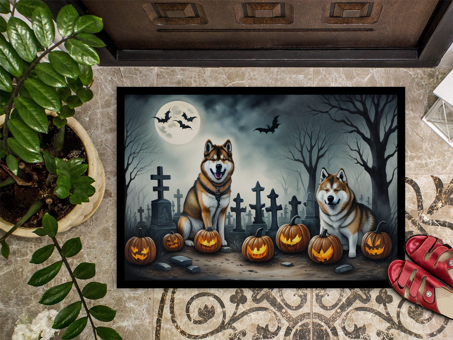 Akita Spooky Halloween Doormat - One Color / One Size - Home & Garden - Home Textile - Carpets & Rugs