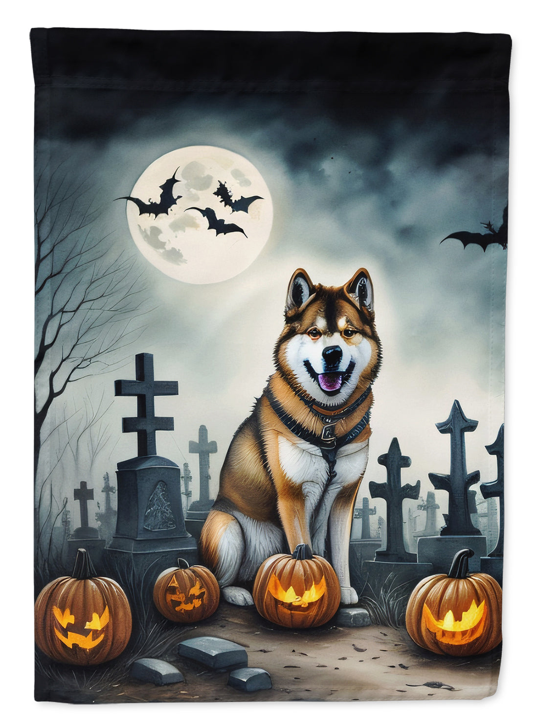 Akita Spooky Halloween Garden Flag - One Color / One Size - Home & Garden - Home Decor - Flags Banners & Accessories