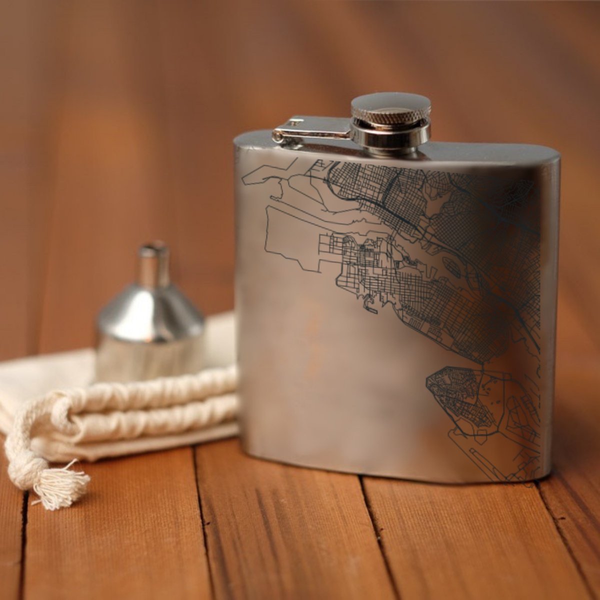 Alameda - California Map Hip Flask - Drinkware