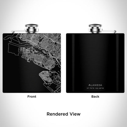 Alameda - California Map Hip Flask in Matte Black - Drinkware