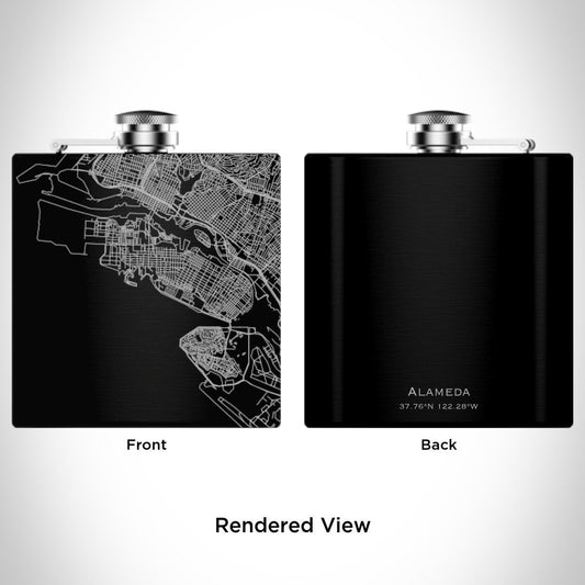 Alameda - California Map Hip Flask in Matte Black - Drinkware