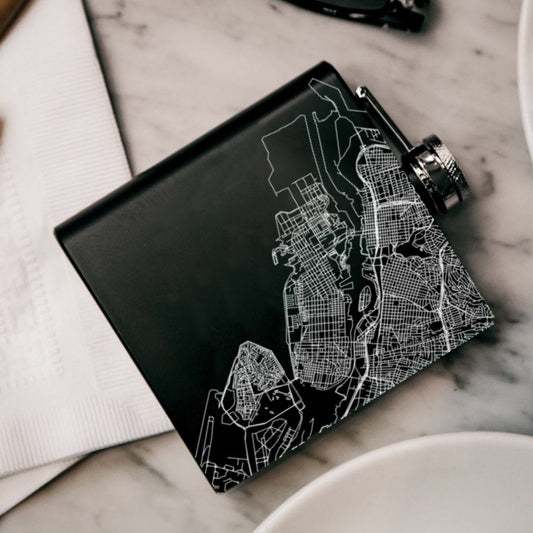 Alameda - California Map Hip Flask in Matte Black - Drinkware