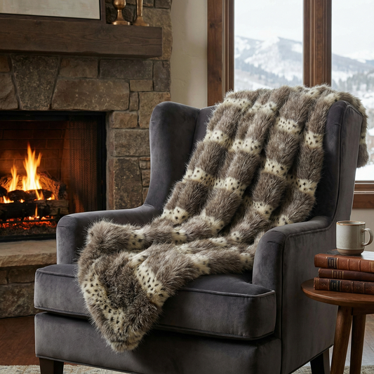 Alaskan Hawk Faux Fur Handmade Luxury Throw - Home & Garden - Home Textile - Bedding