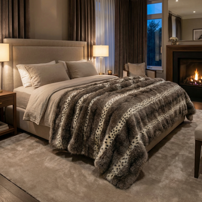 Alaskan Hawk Faux Fur Handmade Luxury Throw - Home & Garden - Home Textile - Bedding