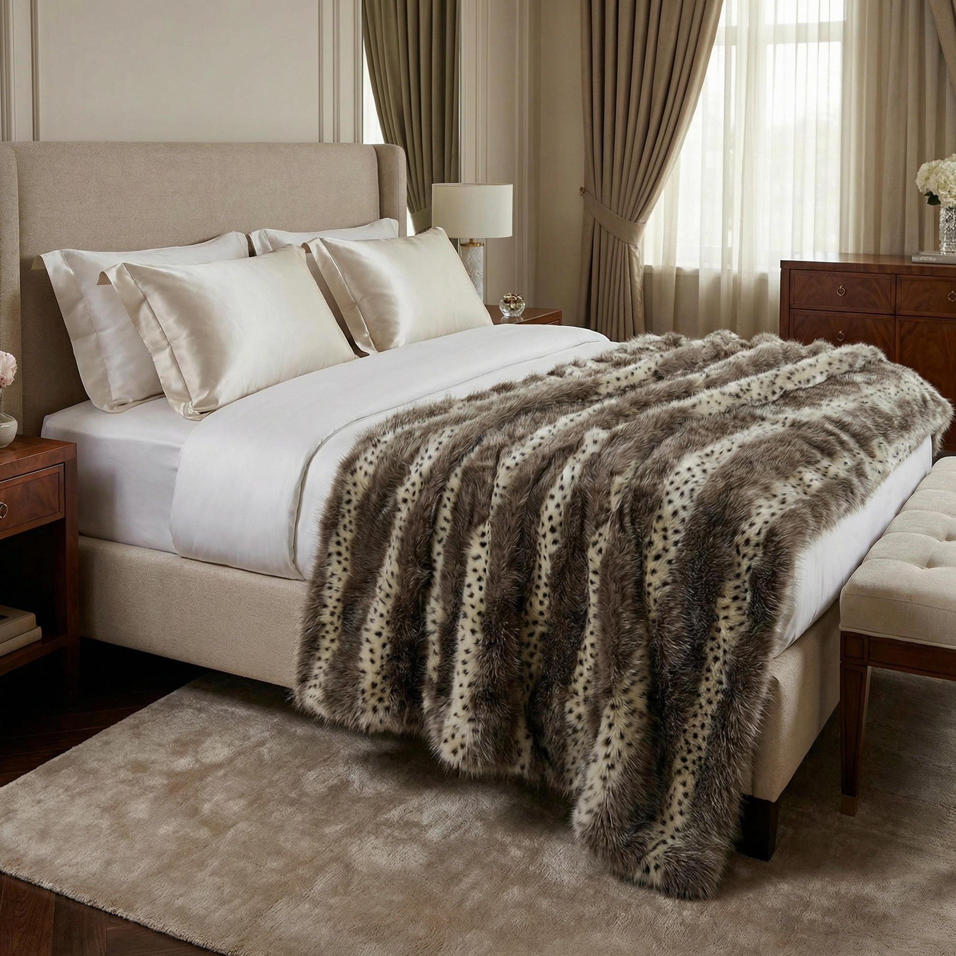 Alaskan Hawk Faux Fur Handmade Luxury Throw - Home & Garden - Home Textile - Bedding
