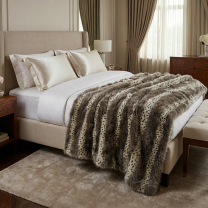 Alaskan Hawk Faux Fur Handmade Luxury Throw - Home & Garden - Home Textile - Bedding