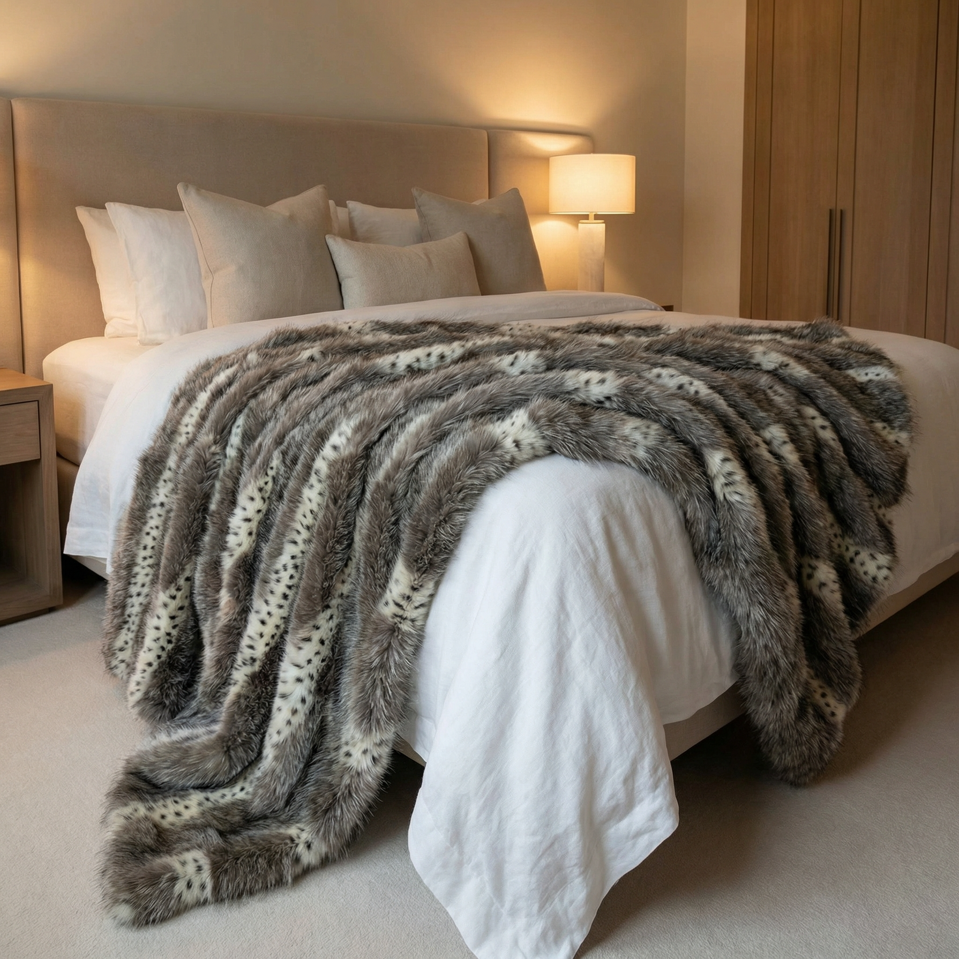Alaskan Hawk Faux Fur Handmade Luxury Throw - Home & Garden - Home Textile - Bedding