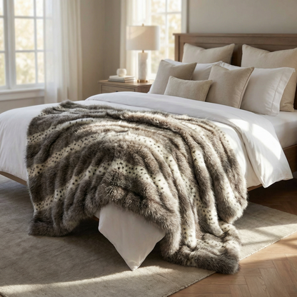 Alaskan Hawk Faux Fur Handmade Luxury Throw - Home & Garden - Home Textile - Bedding