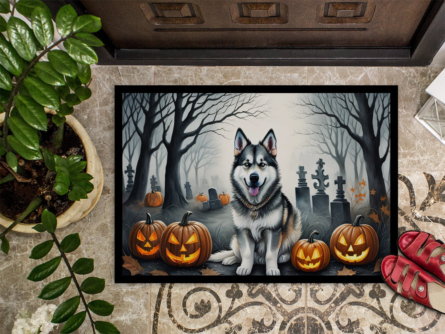 Alaskan Malamute Spooky Halloween Doormat - One Color / One Size - Home & Garden - Home Textile - Carpets & Rugs