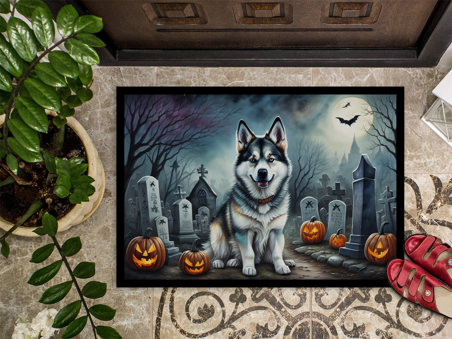 Alaskan Malamute Spooky Halloween Doormat - One Color / One Size - Home & Garden - Home Textile - Carpets & Rugs