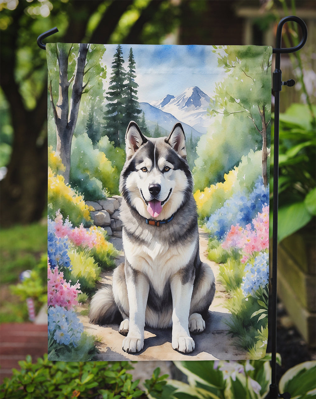 Alaskan Malamute Spring Garden Garden Flag - One Color / One Size - Home & Garden - Home Decor - Flags Banners &
