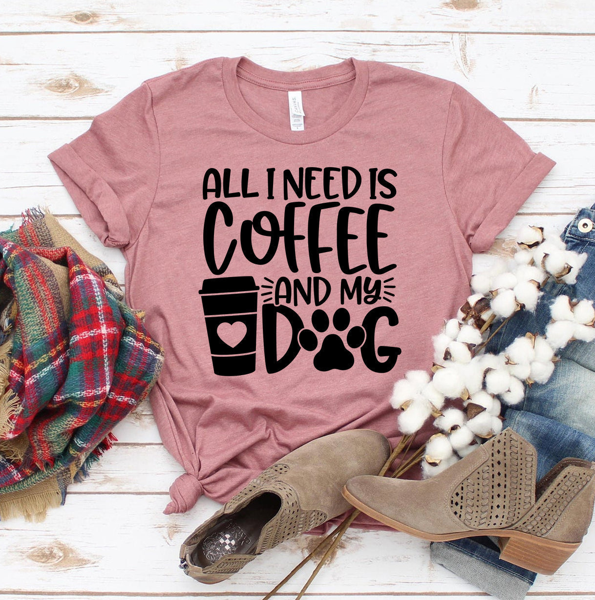 All I Need Is Coffee and My Dog T-Shirt - Women’s Fashion - Women’s Clothing - Tops & Tees - T-Shirts