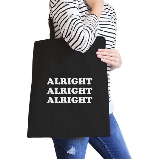 Alright Black Canvas Bag Simple and Trendy Cotton Tote Bags - One Color / One Size - Bags & Luggage - Women’s Bags