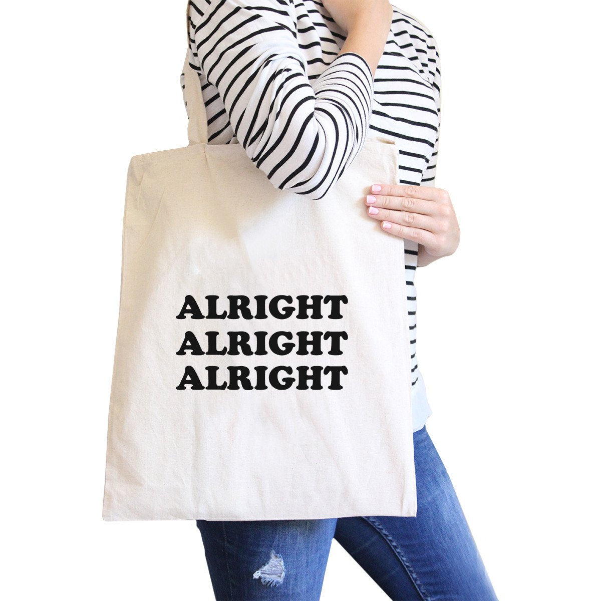 Alright Natural Canvas Bag Birthday Gifts Tote Bags for Teenager - One Color / One Size - Bags & Luggage - Women’s Bags