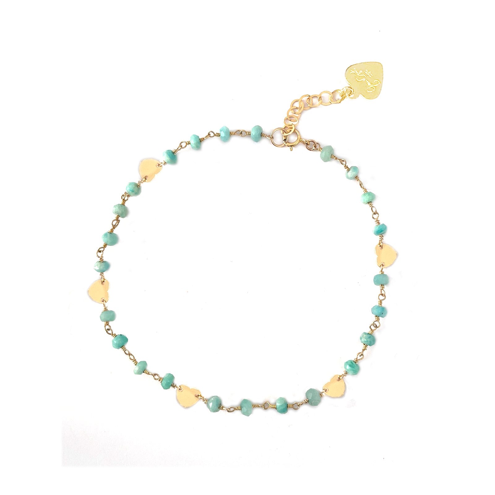 Amazonite and Heart Anklet - One Color / One Size - Jewelry & Accessories - Fine Jewelry - Anklets