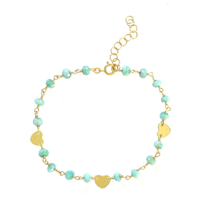 Amazonite and Heart Charm Bracelet - One Color / One Size - Jewelry & Accessories - Bracelets & Bangles - Charm