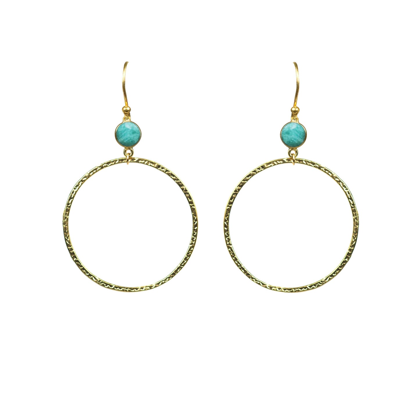 Amazonite Bezel Circle Earrings - One Color / One Size - Jewelry & Accessories