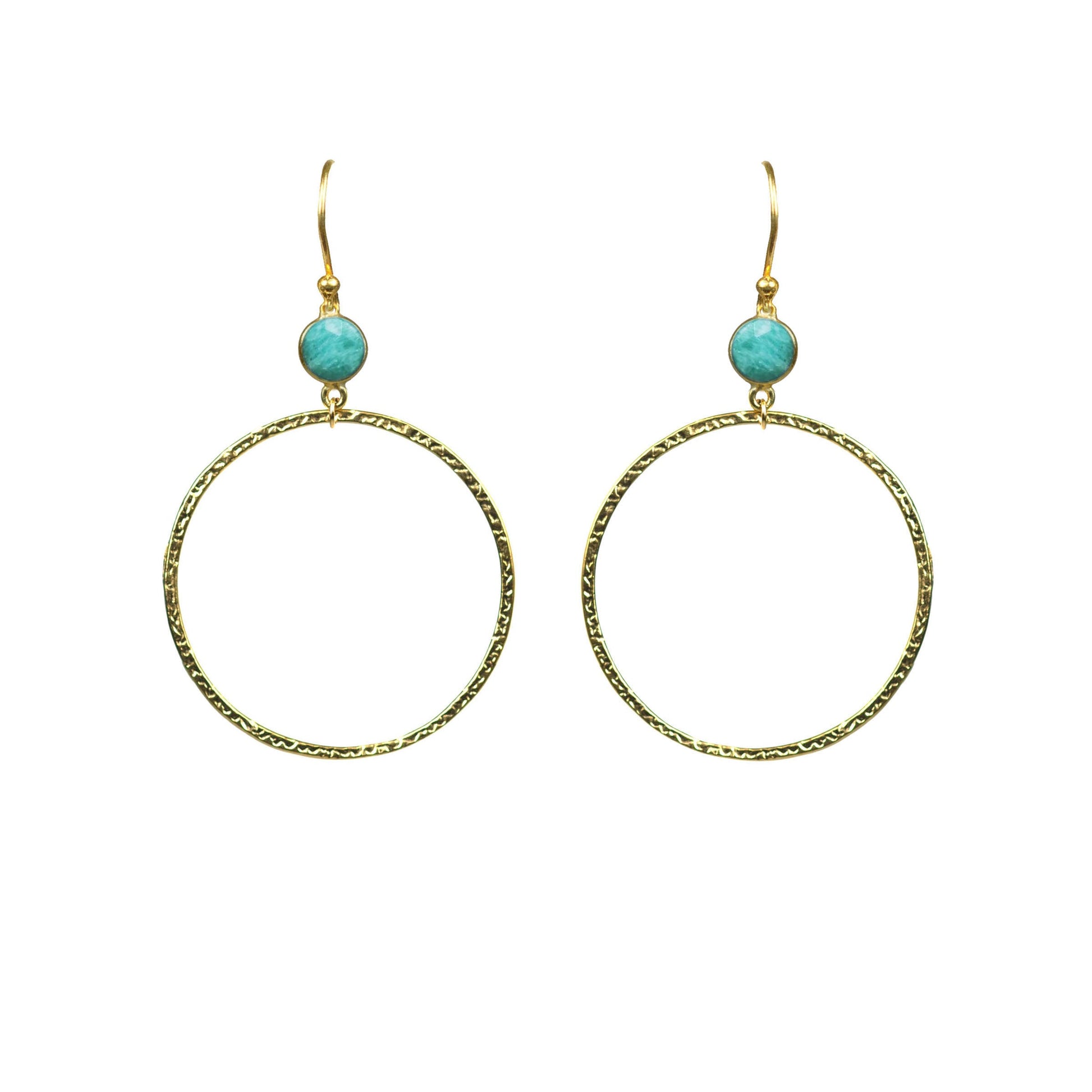 Amazonite Bezel Circle Earrings - One Color / One Size - Jewelry & Accessories