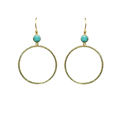 Amazonite Bezel Circle Earrings - One Color / One Size - Jewelry & Accessories