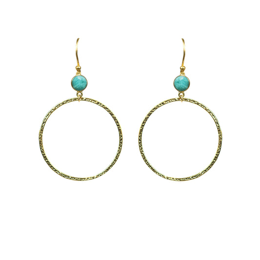 Amazonite Bezel Circle Earrings - One Color / One Size - Jewelry & Accessories