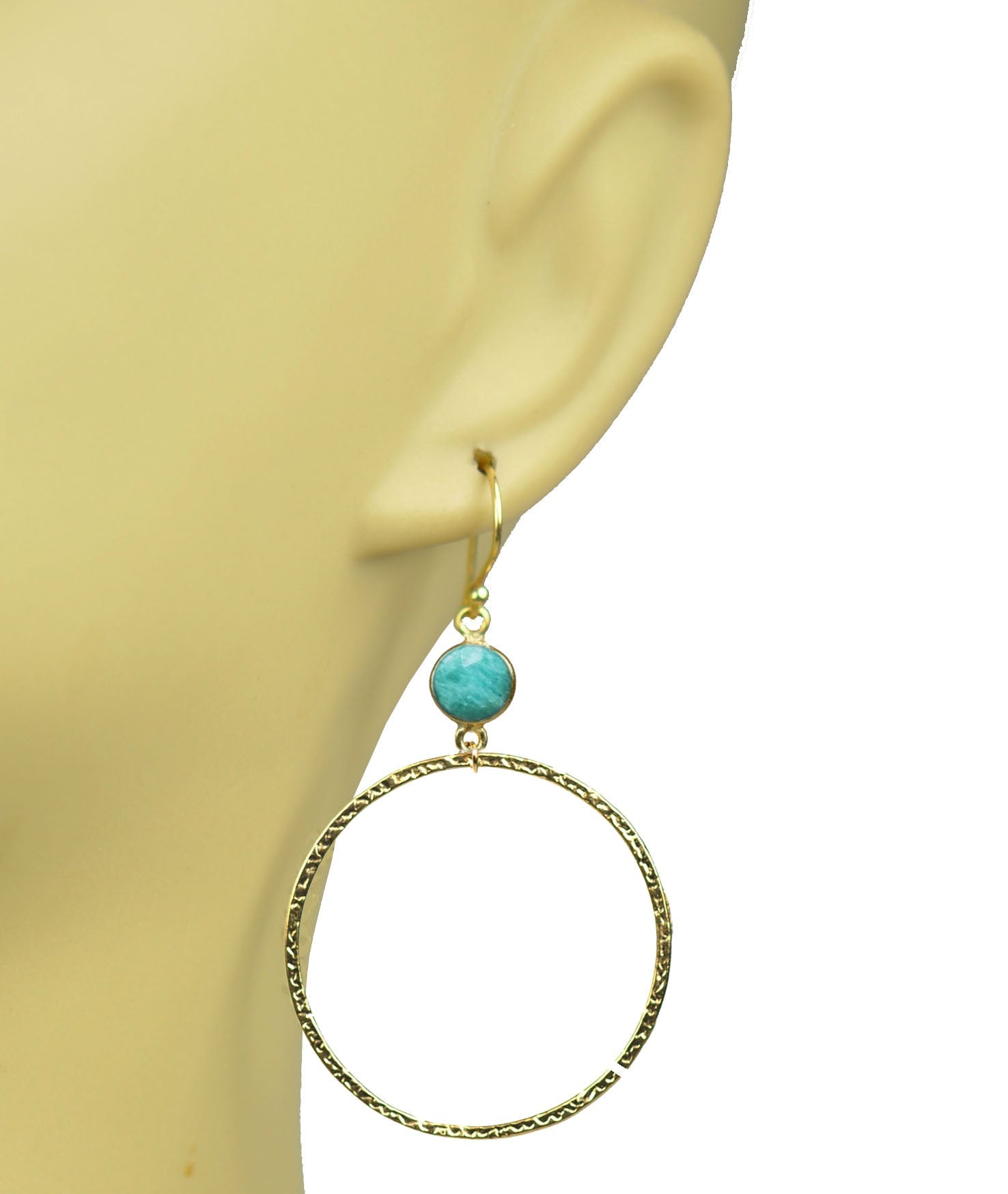 Amazonite Bezel Circle Earrings - One Color / One Size - Jewelry & Accessories