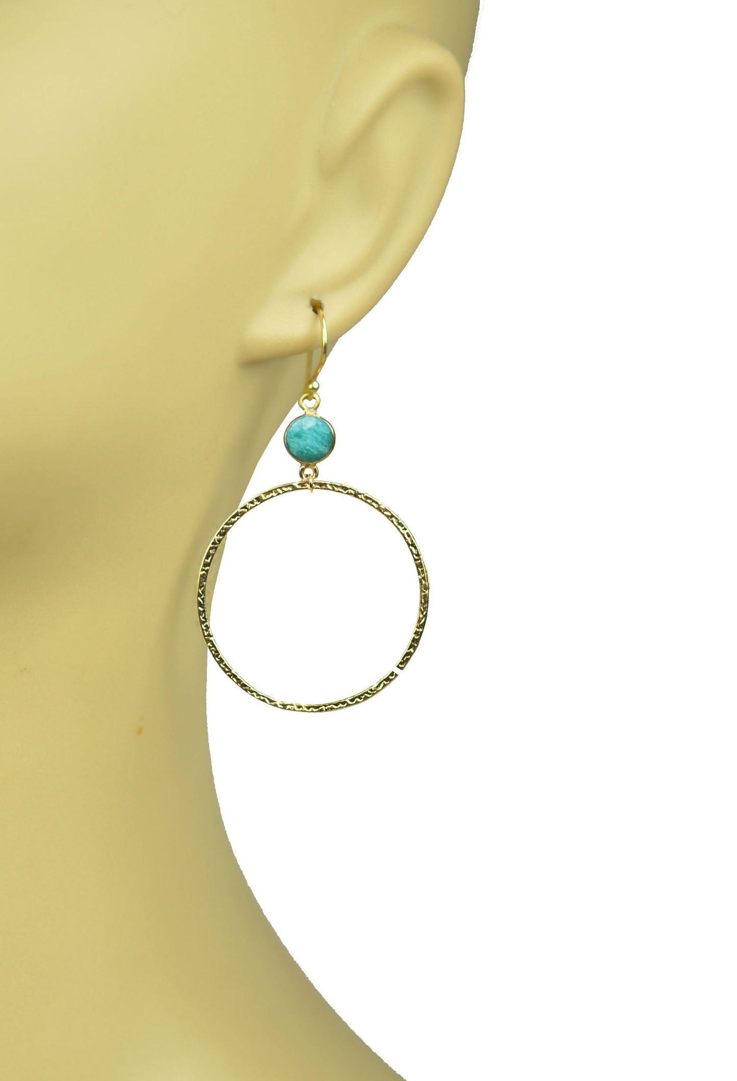 Amazonite Bezel Circle Earrings - One Color / One Size - Jewelry & Accessories