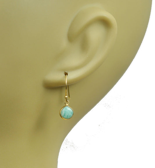 Amazonite Bezel Vermeil Earrings - One Color / One Size - Jewelry & Accessories - Earrings