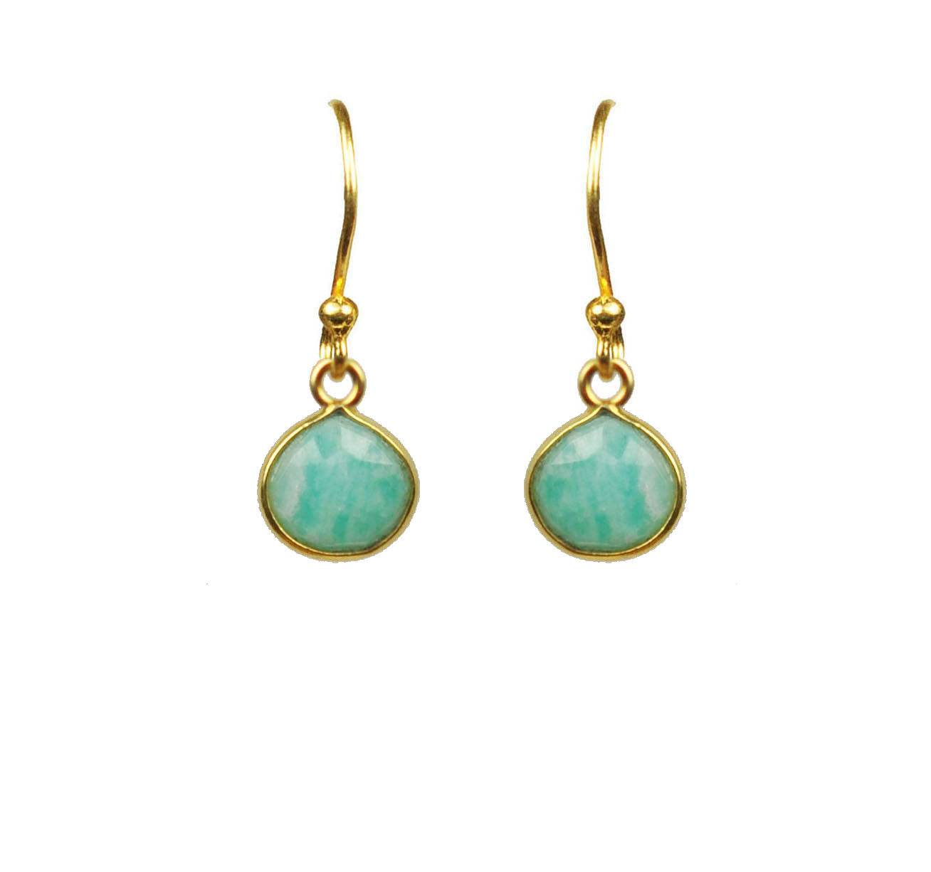 Amazonite Bezel Vermeil Earrings - One Color / One Size - Jewelry & Accessories - Earrings