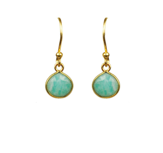 Amazonite Bezel Vermeil Earrings - One Color / One Size - Jewelry & Accessories - Earrings