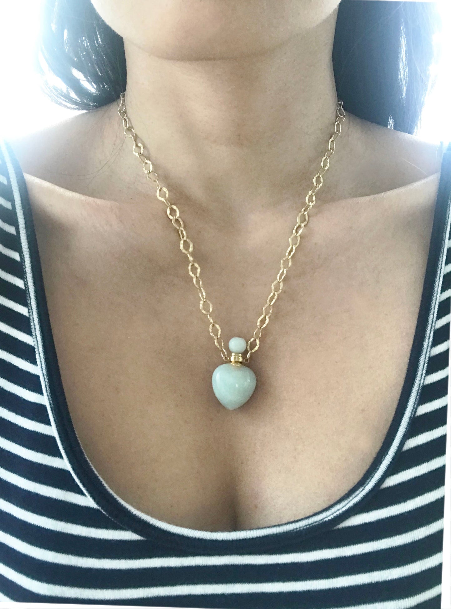 Amazonite Heart Chain Necklace - One Color / One Size - Jewelry & Accessories - Necklaces & Pendants