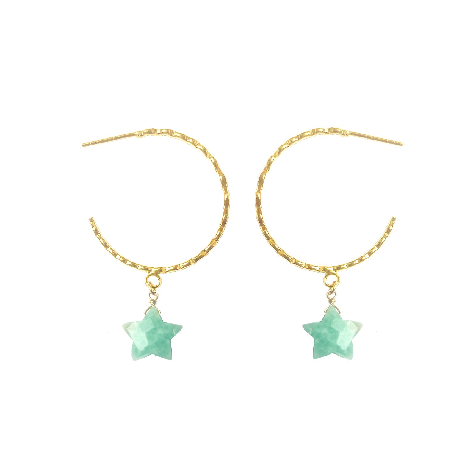 Amazonite Star Hammered Hoop Earrings - One Color / One Size - Jewelry & Accessories - Earrings - Hoop Earrings