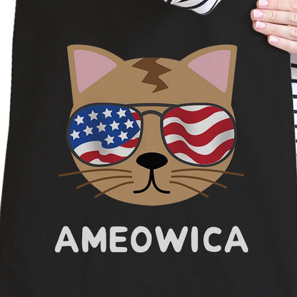 Ameowica Black Canvas Tote Funny Design Grocery Bag for Cat Lovers - One Color / One Size - Bags & Luggage - Women’s