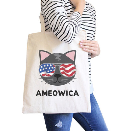 Ameowica Natural Eco-Friendly Canvas Bag Unique Cat Design Tote Bag - One Color / One Size - Bags & Luggage - Women’s