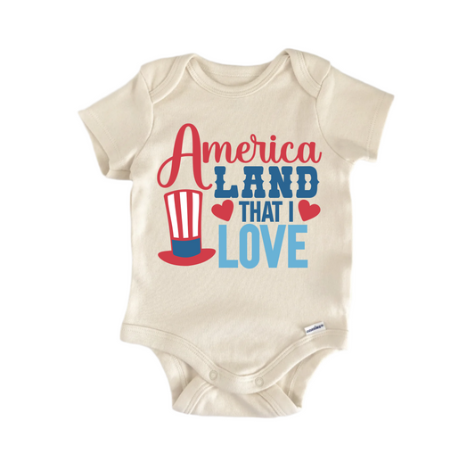 America Land Love July 4th Patriotic - Baby Boy Girl Infant Bodysuit Funny Cute - Kids & Babies - Mother & Kids - Boys’