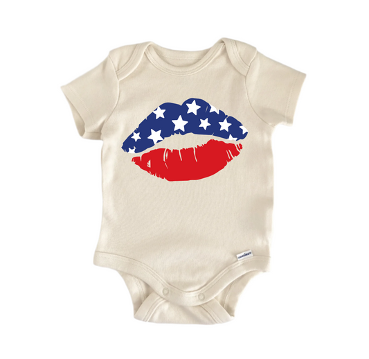 America Lips Patriotic July 4th - Baby Boy Girl Clothes Bodysuit - Kids & Babies - Mother & Kids - Boys’ Baby Clothing