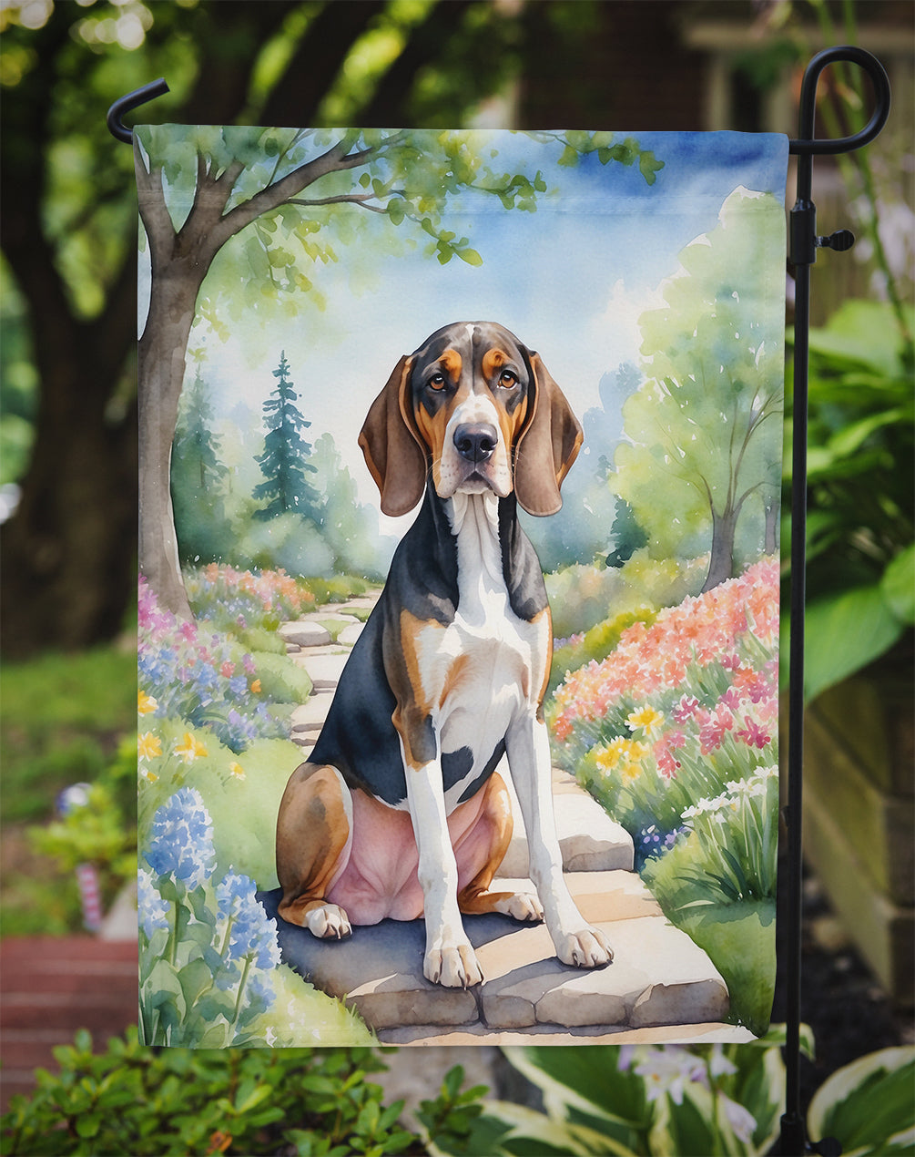 American English Coonhound Spring Garden Garden Flag - One Color / One Size - Home & Garden - Home Decor - Flags