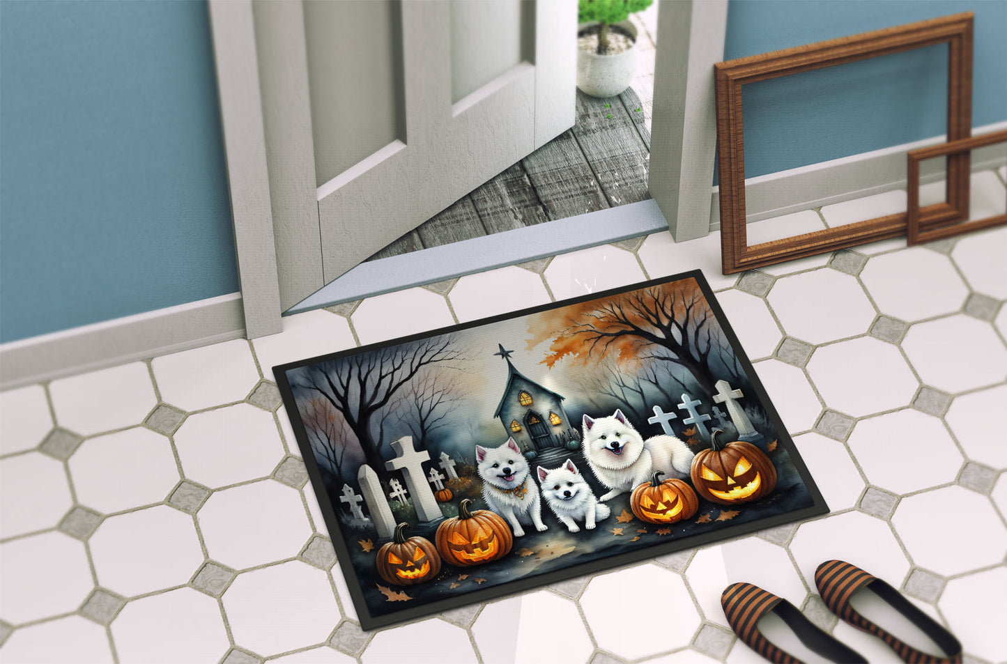 American Eskimo Spooky Halloween Doormat - One Color / One Size - Home & Garden - Home Textile - Carpets & Rugs