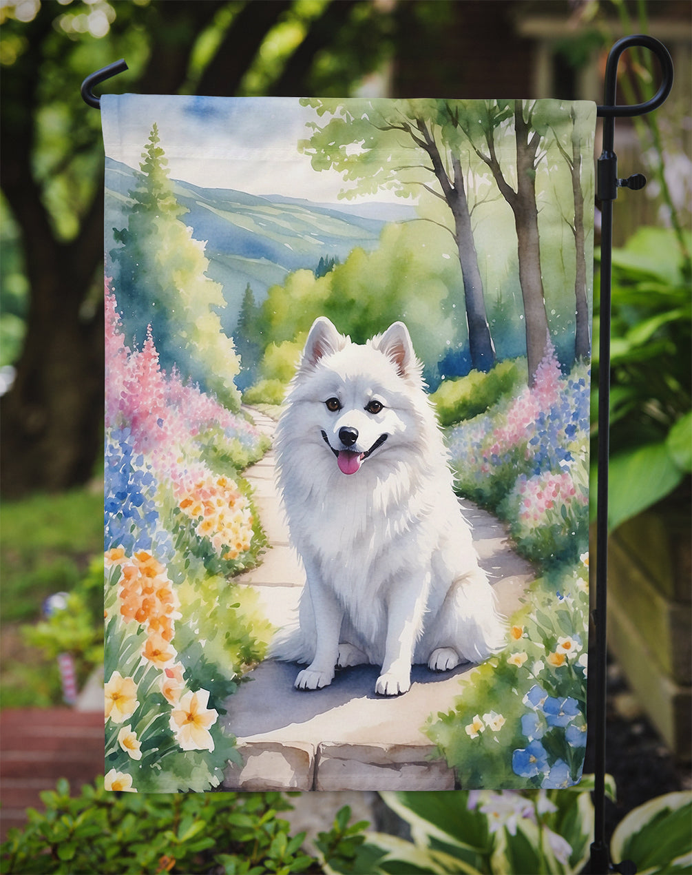 American Eskimo Spring Garden Garden Flag - One Color / One Size - Home & Garden - Home Decor - Flags Banners &