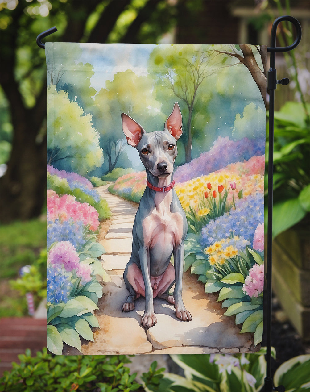 American Hairless Terrier Spring Garden Garden Flag - One Color / One Size - Home & Garden - Home Decor - Flags Banners