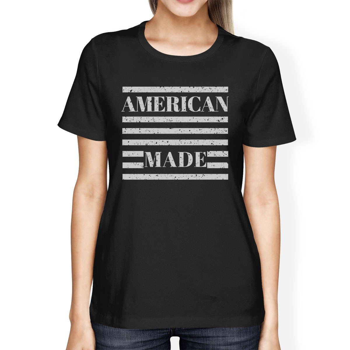 American Made Womens Black Cotton Tee Fourth of July Graphic Shirt - Women’s Fashion - Women’s Clothing - Tops & Tees