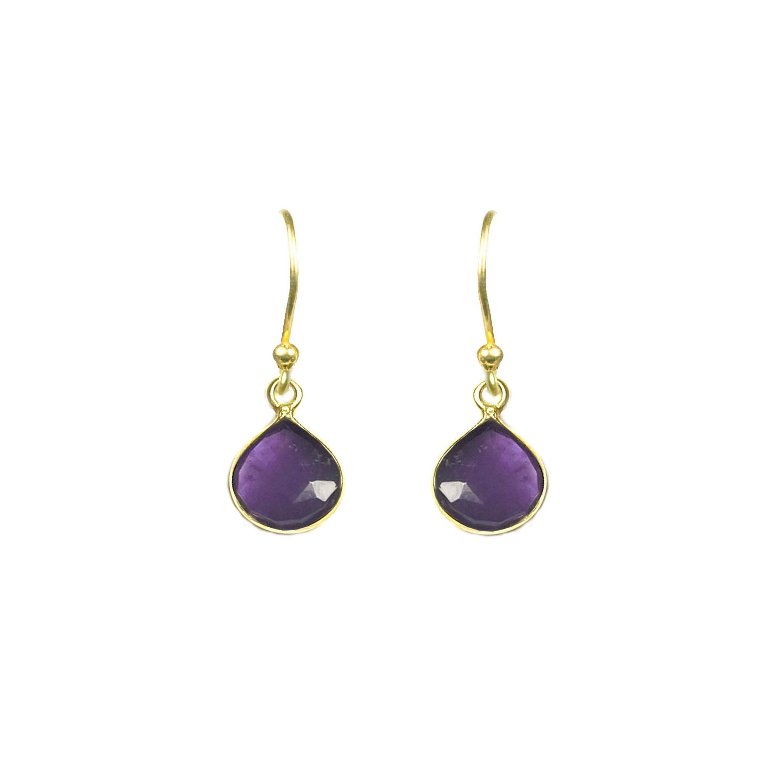 Amethyst Bezel Drop Earrings - One Color / One Size - Jewelry & Accessories - Fine Jewelry - Earrings