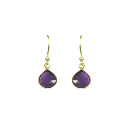 Amethyst Bezel Drop Earrings - One Color / One Size - Jewelry & Accessories - Fine Jewelry - Earrings
