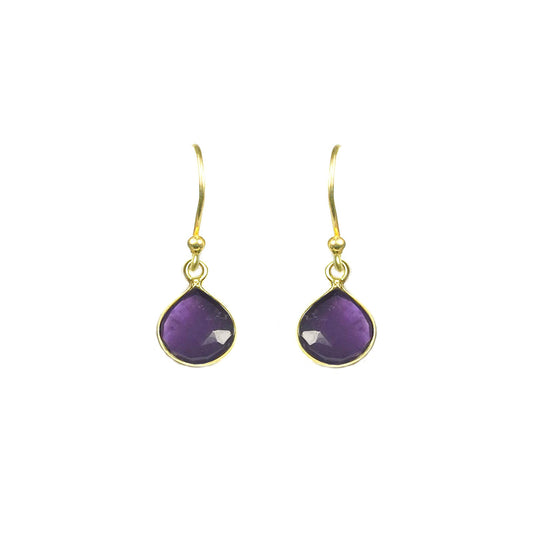 Amethyst Bezel Drop Earrings - One Color / One Size - Jewelry & Accessories - Fine Jewelry - Earrings
