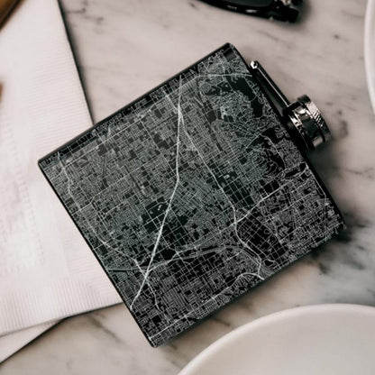 Anaheim - California Map Hip Flask in Matte Black - Drinkware