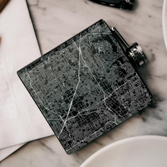 Anaheim - California Map Hip Flask in Matte Black - Drinkware