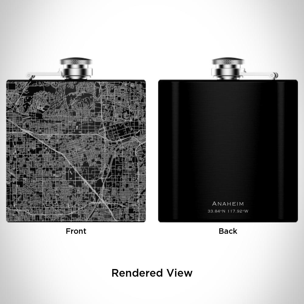 Anaheim - California Map Hip Flask in Matte Black - Drinkware