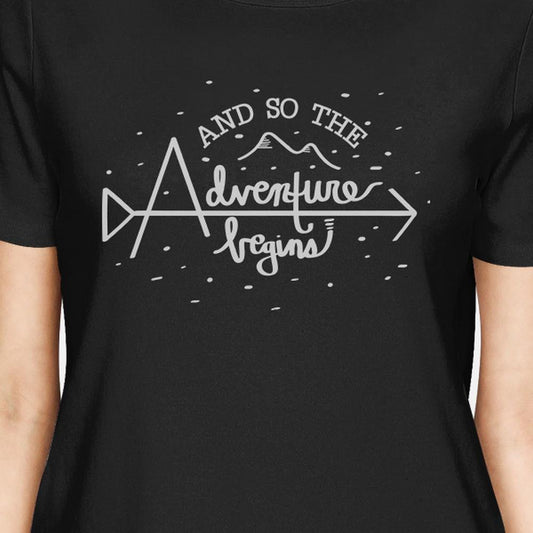 And So the Adventure Begins Womens Black Shirt - Women’s Fashion - Women’s Clothing - Tops & Tees - T-Shirts