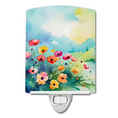 Anemones in Watercolor Ceramic Night Light - One Color / One Size - Home & Garden - Home Improvement - Lights &